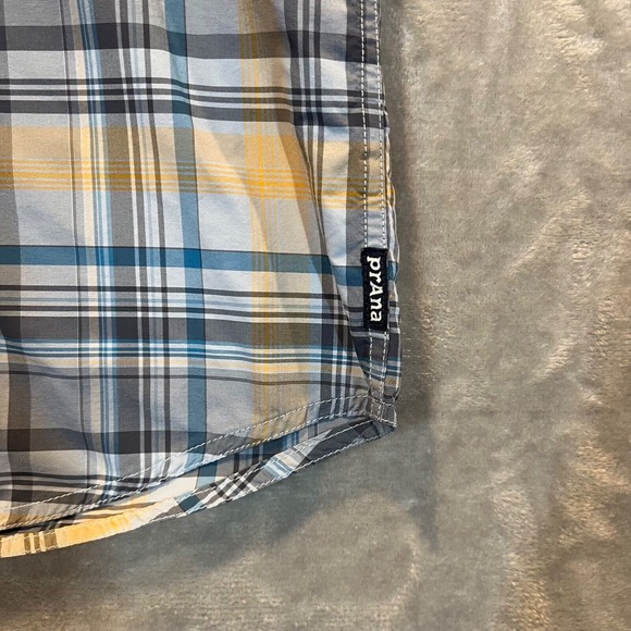 Prana Mens Short Sleeve Plaid Button Up Size Medium Organic Cotton Blend Outdoor - Picture 5 of 10